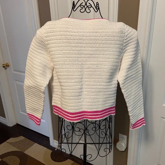 Handmade 100% Cotton Crochet Boxy Cardigan. Sz M EUC - Picture 2 of 7